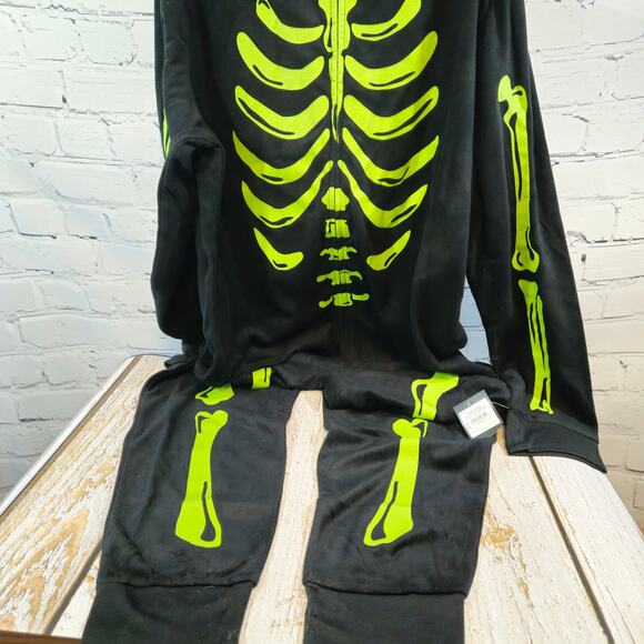 Mens 1pc Halloween Skeleton Glow-in-the-dark Halloween Costume 2XL Tall - Picture 2 of 5